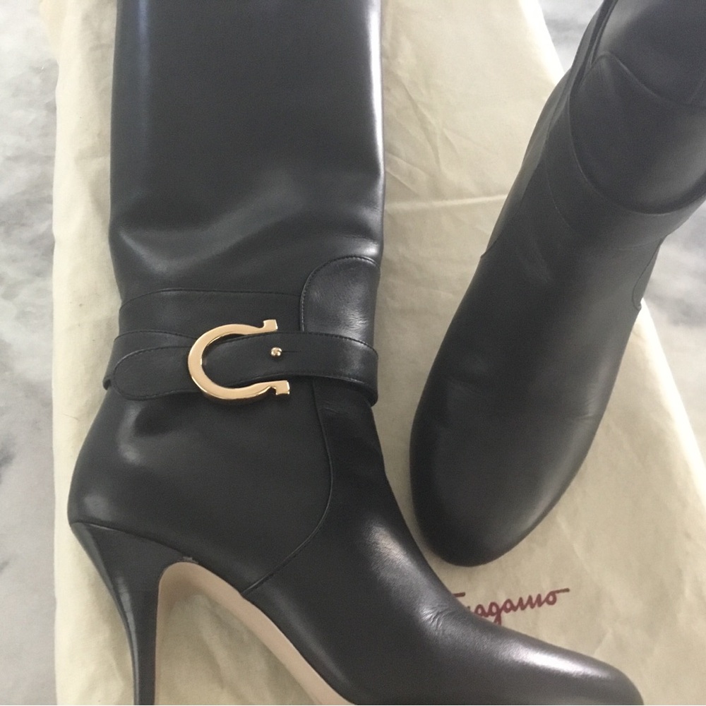 Salvatore Ferragamo Black Over the Knee Boots - Picture 5 of 7